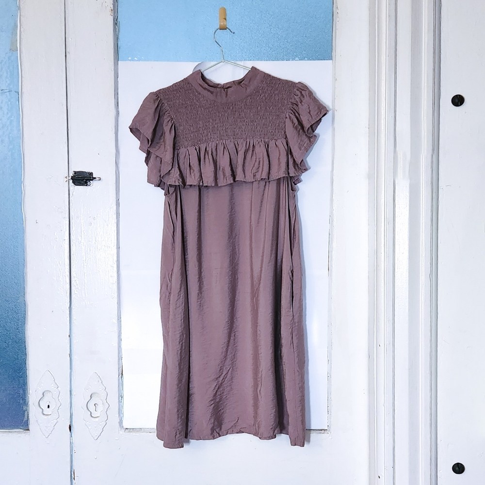 A New Day Shift Smock Neck Shift Dress in Mauve